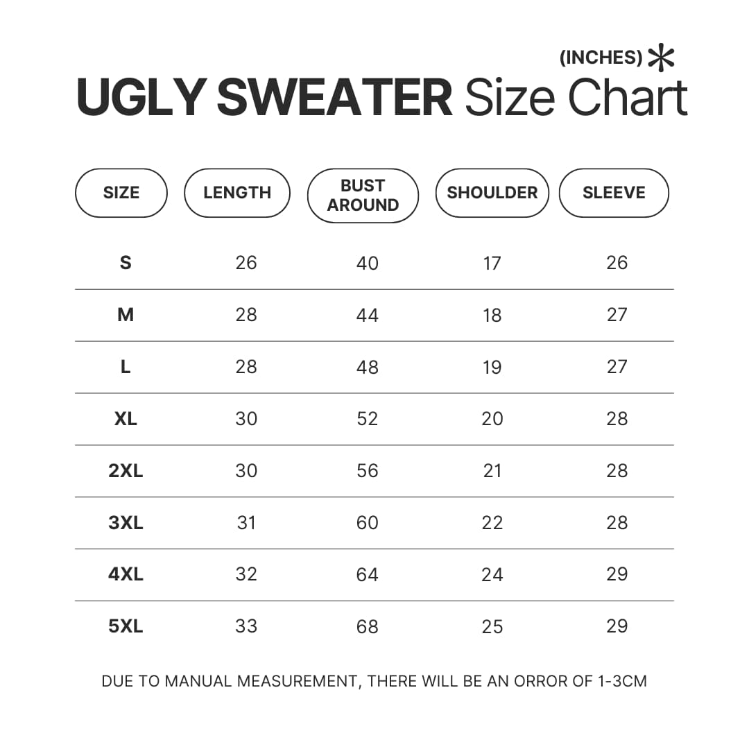 Ugly Sweater Size Chart - Bloodborne Shop