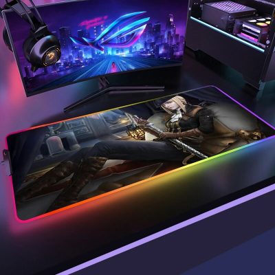 Large Gaming RGB Mouse pad Bloodborne LED Light Keyboard Desk Mat Gamer Accessories Colorful Glow Mousepad 14 - Bloodborne Shop