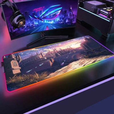 Large Gaming RGB Mouse pad Bloodborne LED Light Keyboard Desk Mat Gamer Accessories Colorful Glow Mousepad 15 - Bloodborne Shop