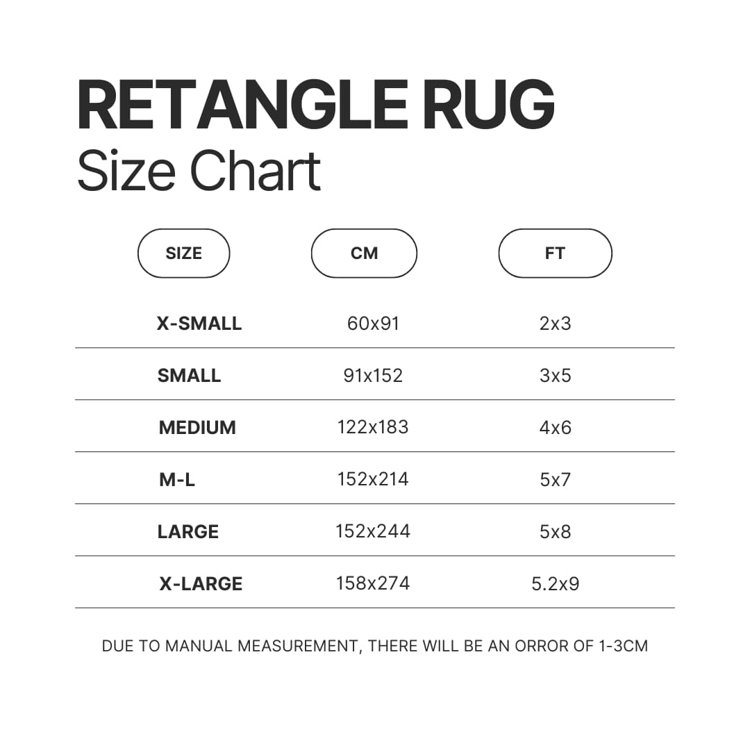 Retangle Rug Size Chart - Bloodborne Shop